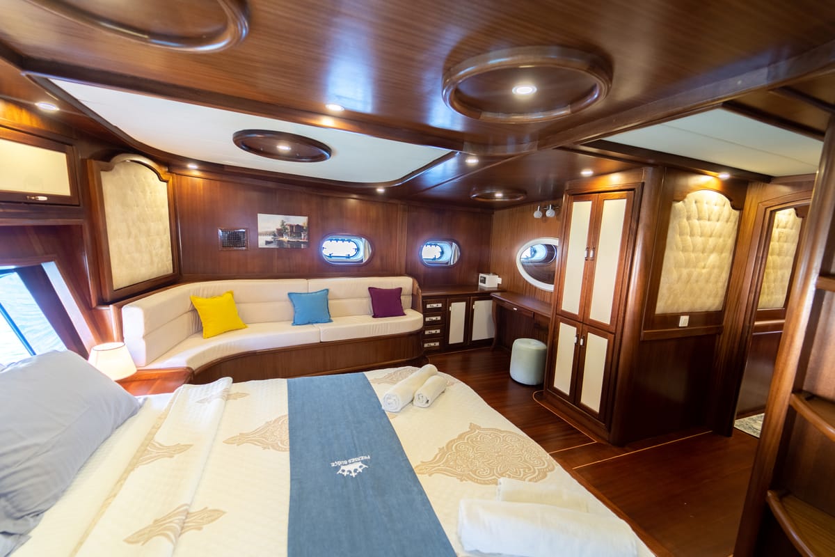 Cabin on Prenses Bugce, a Gulet Gulet gulet at Marmaris, Turkey