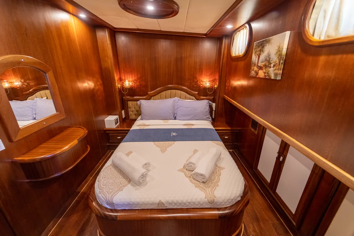 Cabin on Prenses Bugce, a Gulet Gulet gulet at Marmaris, Turkey