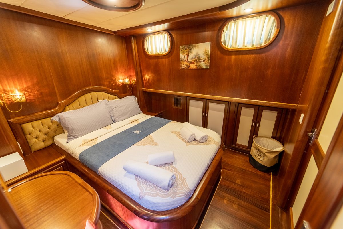Cabin on Prenses Bugce, a Gulet Gulet gulet at Marmaris, Turkey