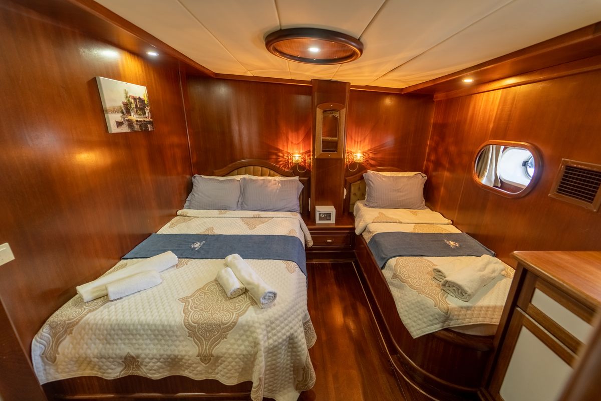 Cabin on Prenses Bugce, a Gulet Gulet gulet at Marmaris, Turkey