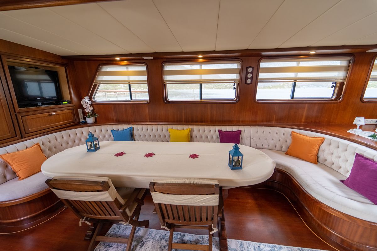 Salon of Prenses Bugce, a Gulet Gulet gulet at Marmaris, Turkey
