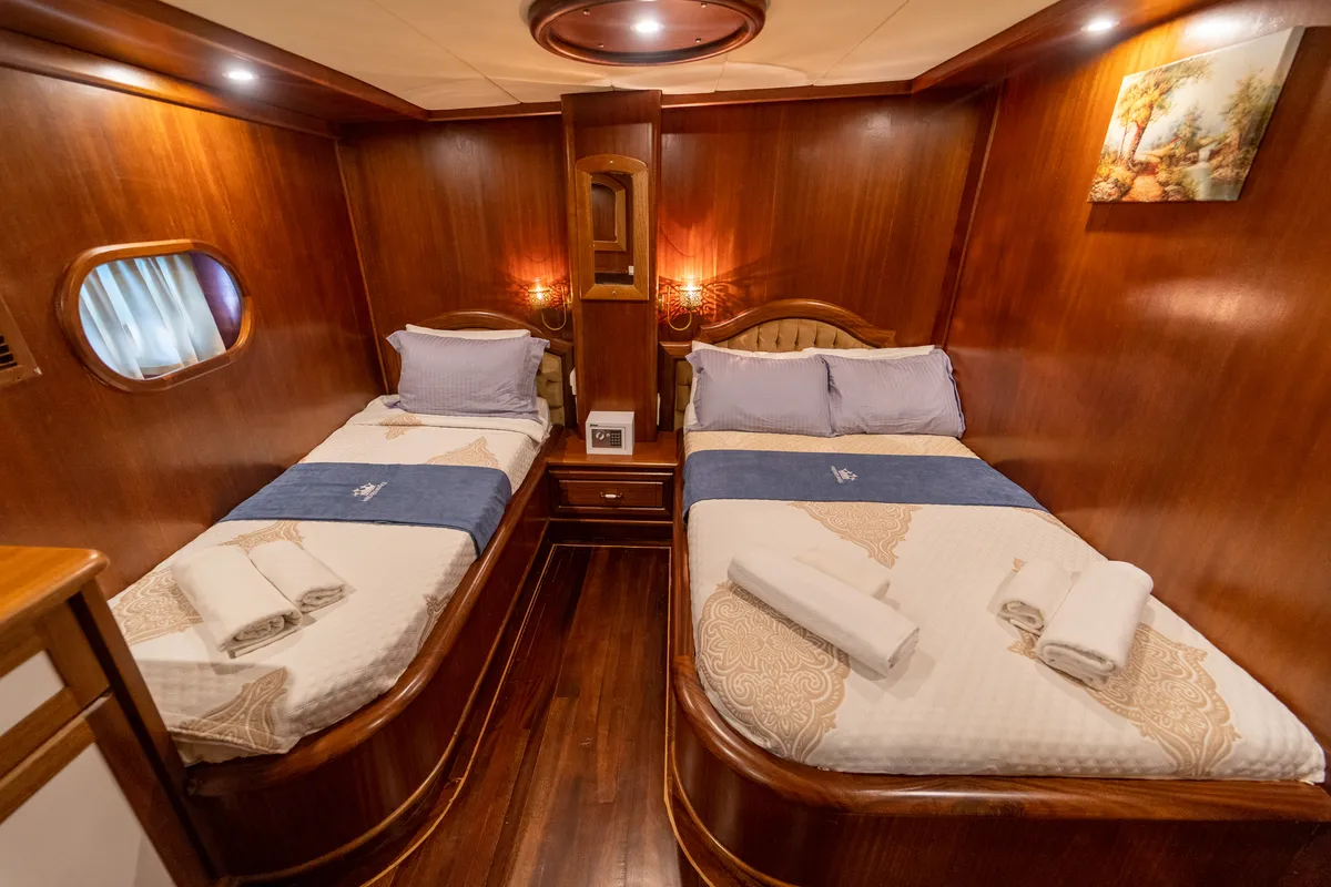 Cabin on Prenses Bugce, a Gulet Gulet gulet at Marmaris, Turkey