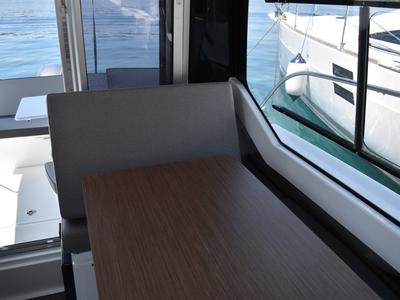 Salon of Posejdon, a Jeanneau Merry Fisher 795 motorboat at Mali Lošinj, Croatia
