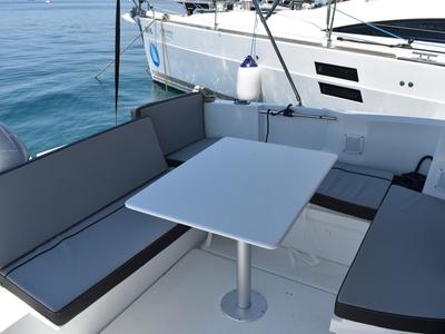Deck of Posejdon, a Jeanneau Merry Fisher 795 motorboat at Mali Lošinj, Croatia