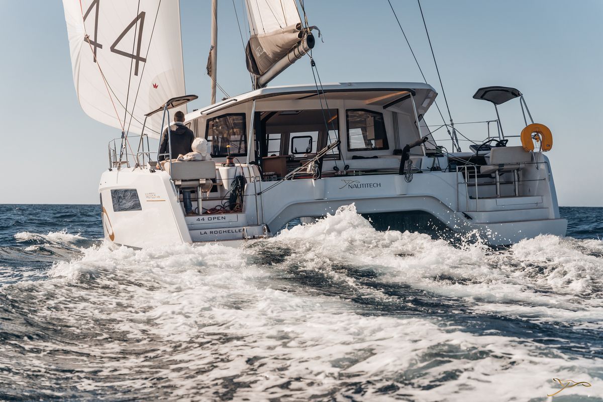 Exterior view of Stella, a Nautitech 44 Open catamaran at Cogolin, France