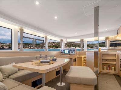 Salon of Atalan, a Lagoon 42 catamaran at Alameda, United States
