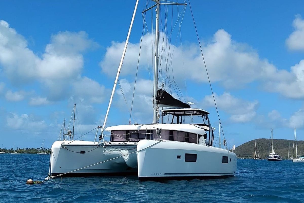 Exterior view of Atalan, a Lagoon 42 catamaran at Alameda, United States