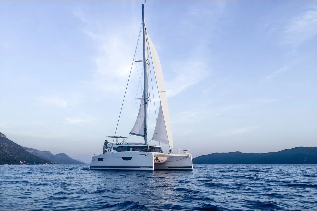 Wave, a Fountaine Pajot Astrea 42 catamaran at Tivat, Montenegro