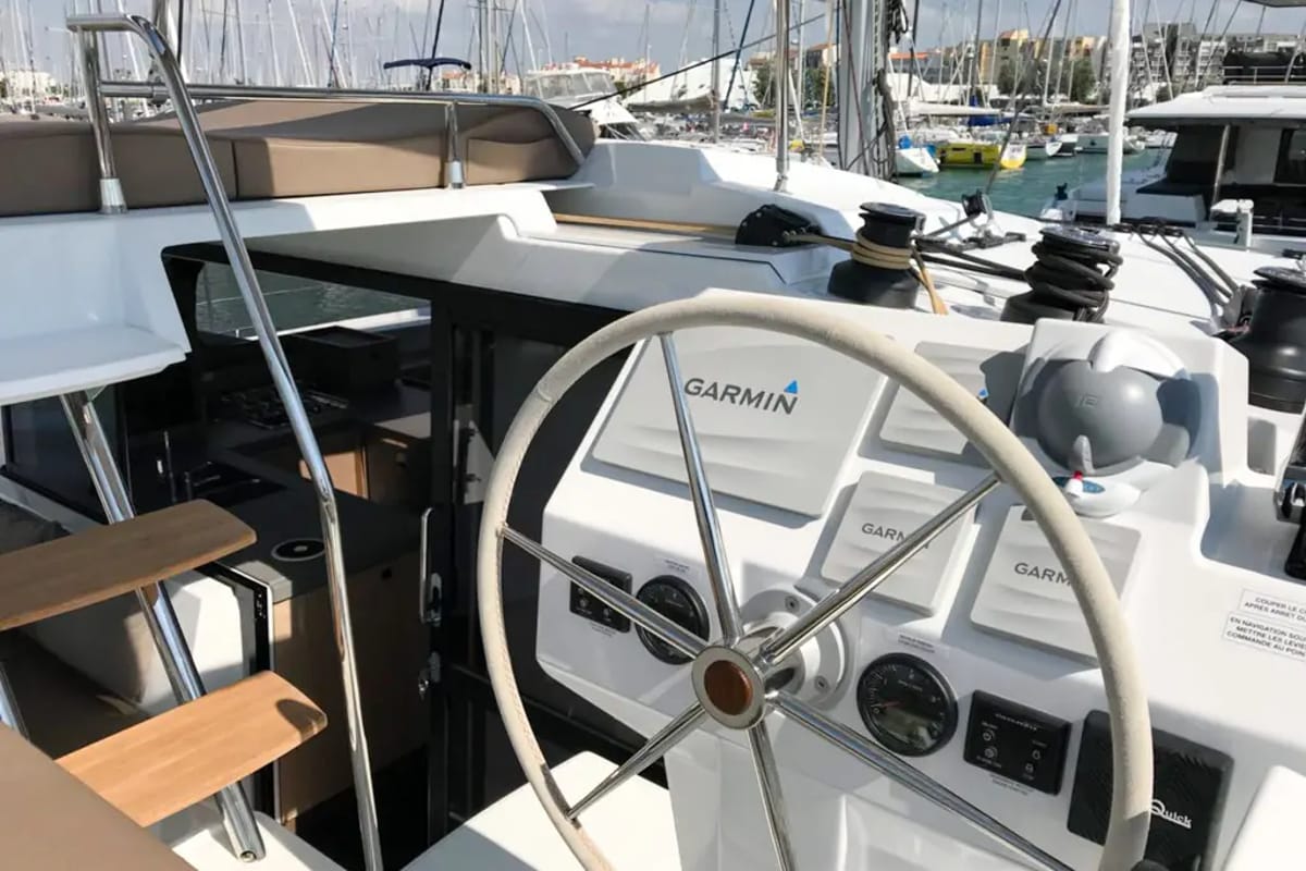 Wave, a Fountaine Pajot Astrea 42 catamaran at Tivat, Montenegro