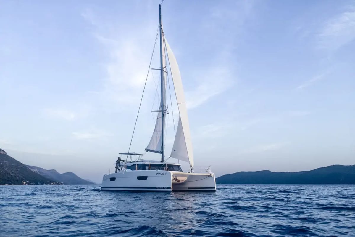 Wave, a Fountaine Pajot Astrea 42 catamaran at Tivat, Montenegro