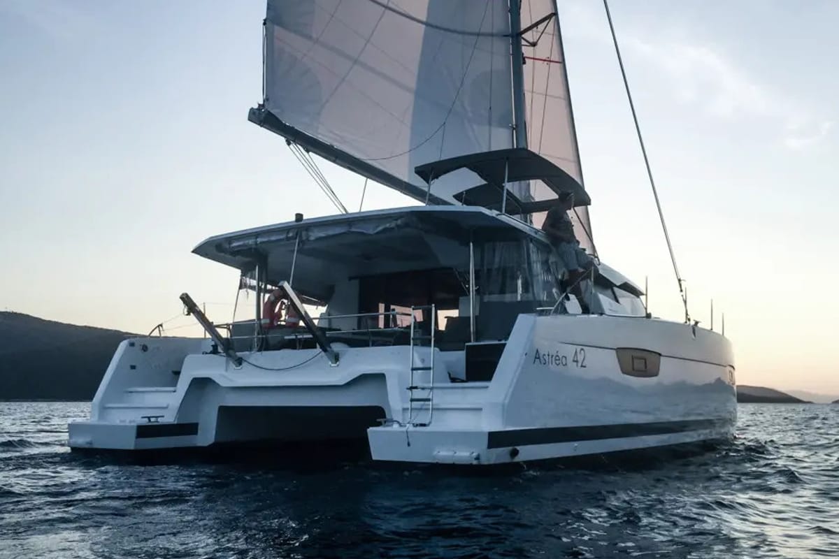 Wave, a Fountaine Pajot Astrea 42 catamaran at Tivat, Montenegro