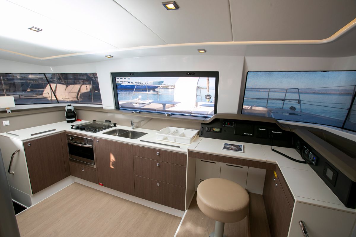Galley of Eleni, a Bali 4.3 catamaran at Sipias Municipal Unit, Greece