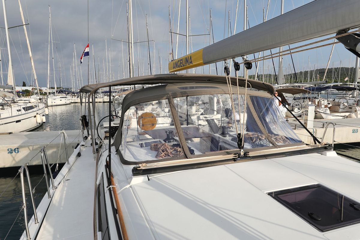 Exterior view of Flipper, a Dufour 470 sailboat at Općina Sukošan, Croatia