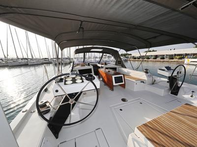 Cockpit of Flipper, a Dufour 470 sailboat at Općina Sukošan, Croatia