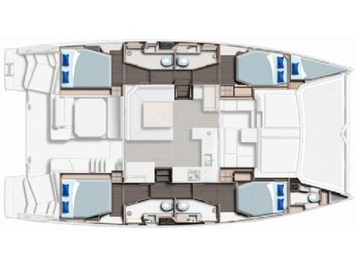 Floor plan of Moorings 4500L crewed Crewed, a Leopard 45 catamaran at Road Town, British Virgin Islands
