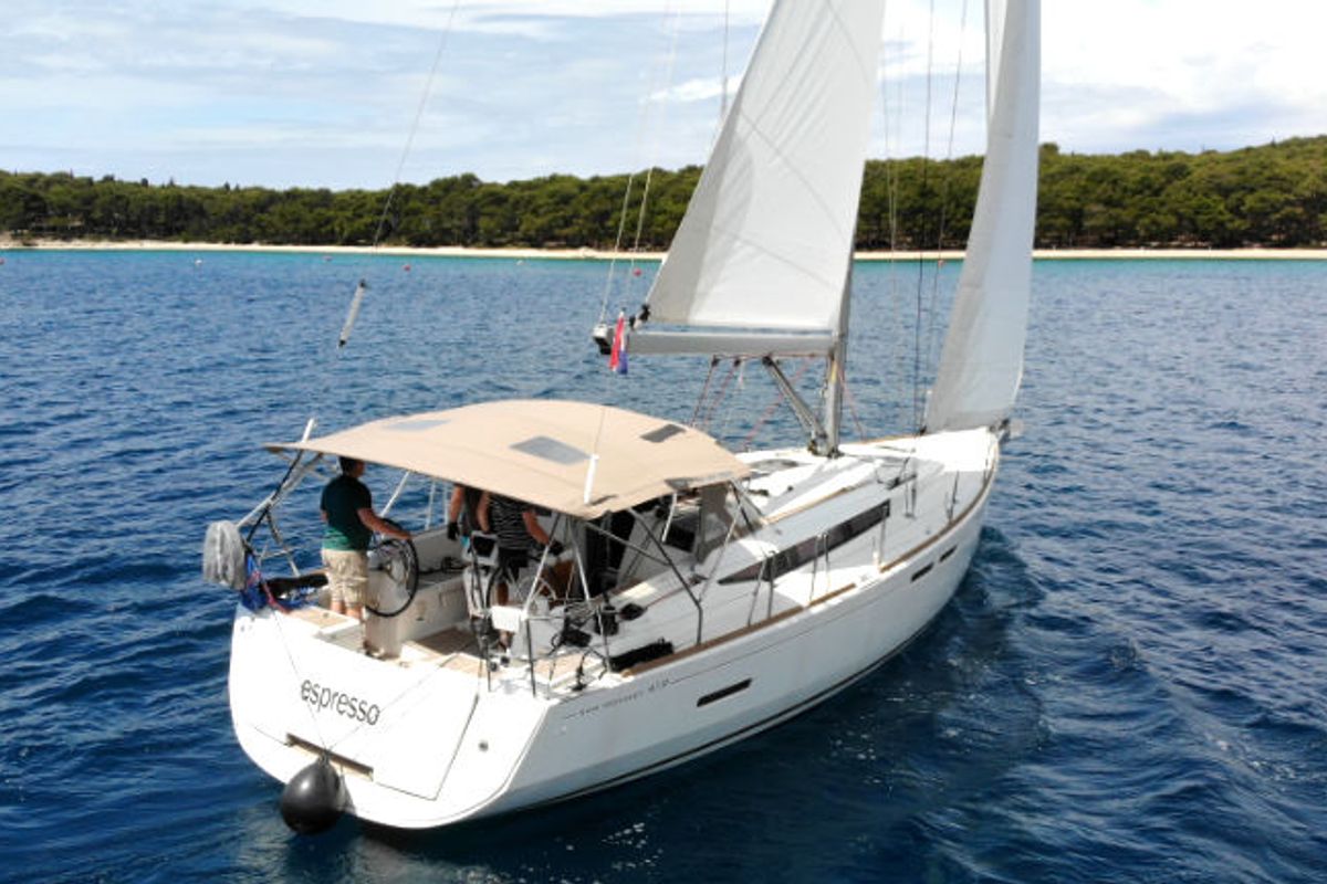 Galley of Espresso, a Jeanneau Sun Odyssey 419 sailboat at Općina Rogoznica, Croatia