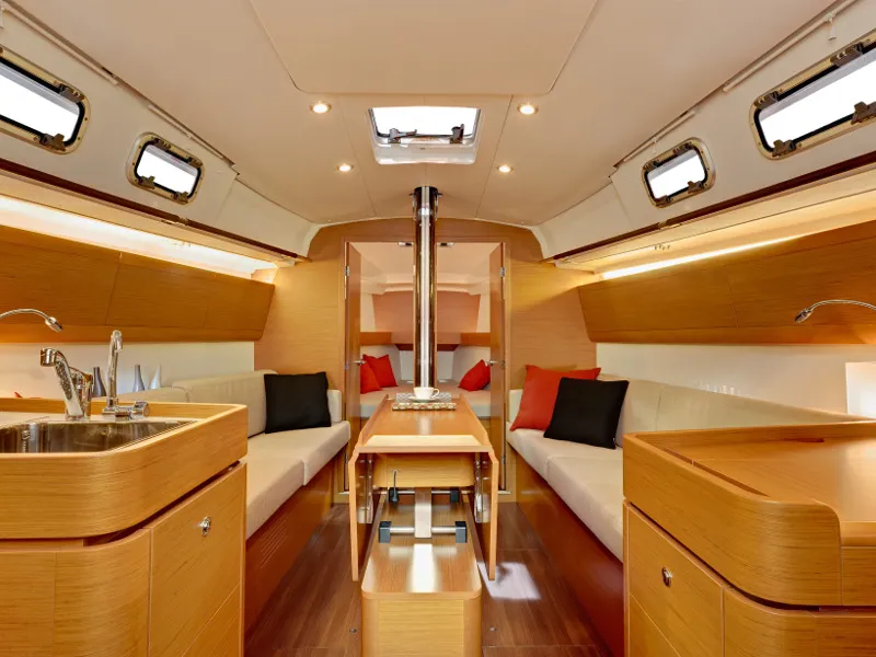 Salon of Virgo, a Beneteau First 35 sailboat at Jezera, Croatia