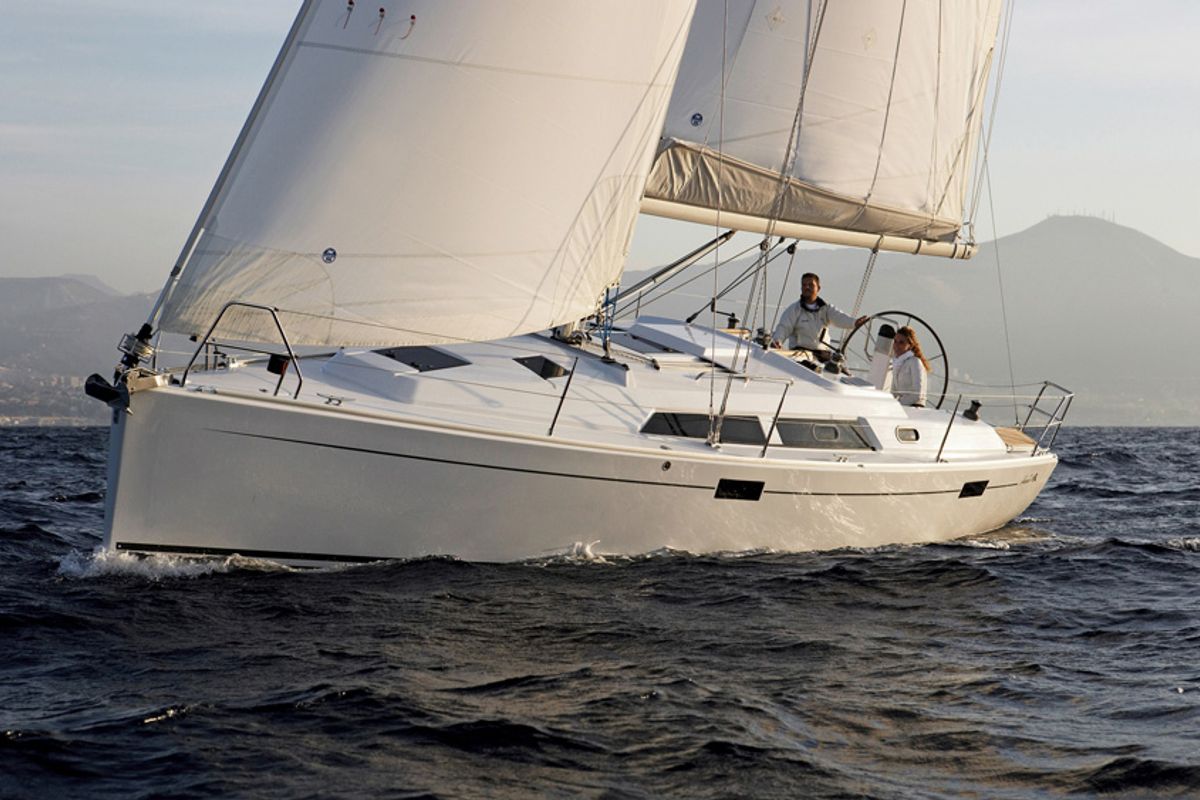 Exterior view of Carpe Diem, a Hanse Yachts Hanse 350 sailboat at Municipal Unit of Lefkada, Greece