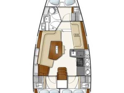 Floor plan of Carpe Diem, a Hanse Yachts Hanse 350 sailboat at Municipal Unit of Lefkada, Greece