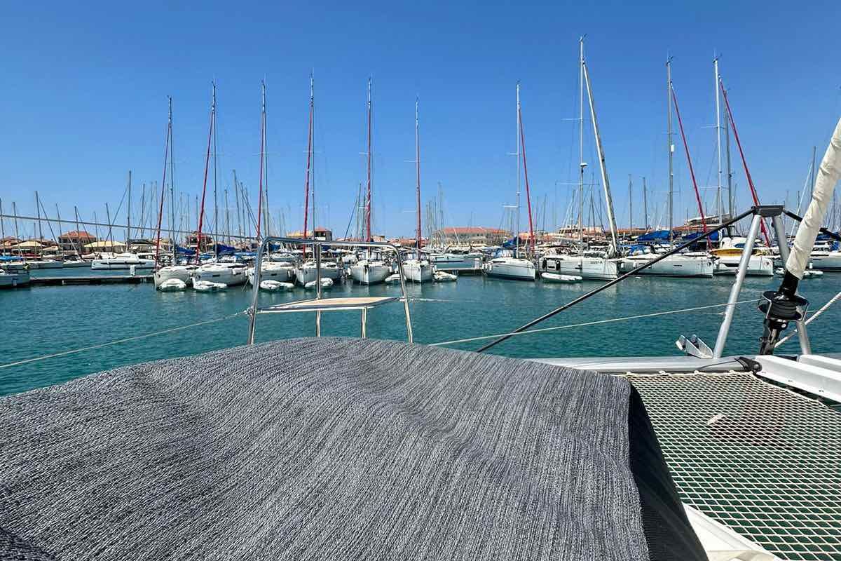 Deck of Cass, a Lagoon 46 catamaran at Municipal Unit of Lefkada, Greece