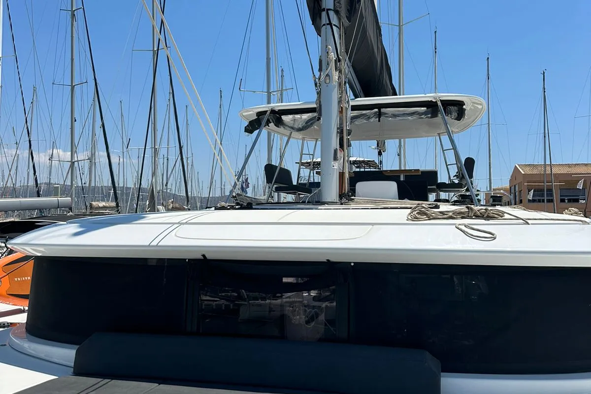 Deck of Cass, a Lagoon 46 catamaran at Municipal Unit of Lefkada, Greece