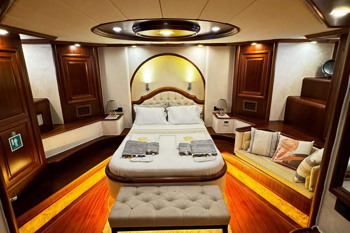 Cabin on Kaptan Mehmet Bugra, a Gulet Gulet gulet at Marmaris, Turkey