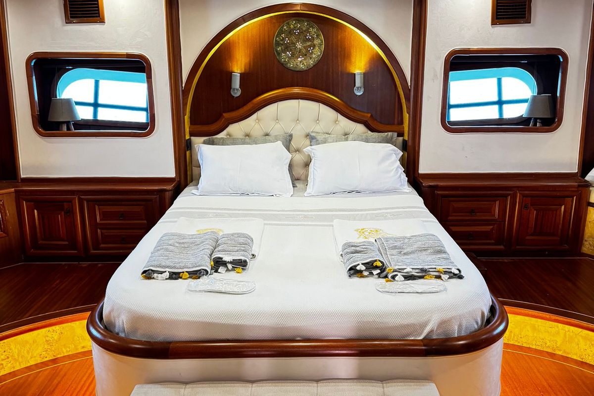 Cabin on Kaptan Mehmet Bugra, a Gulet Gulet gulet at Marmaris, Turkey
