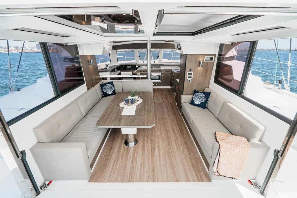 Salon of Relentless, a Bali 4.4 catamaran at San Diego, United States