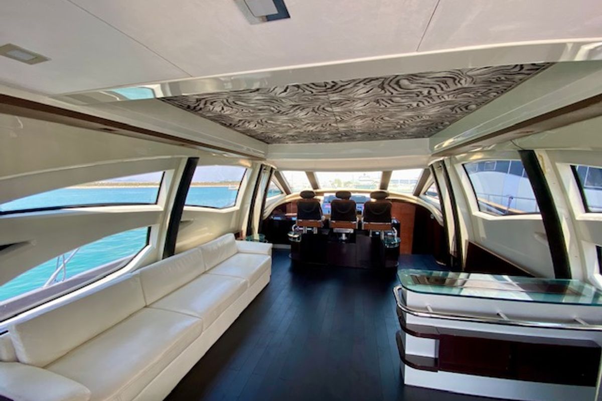 Salon of Super Toy, a Azimut 86 yacht at Gouvia, Greece