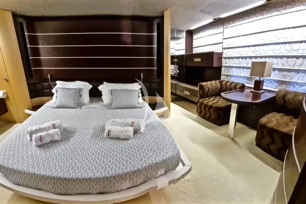 Cabin on Super Toy, a Azimut 86 yacht at Gouvia, Greece