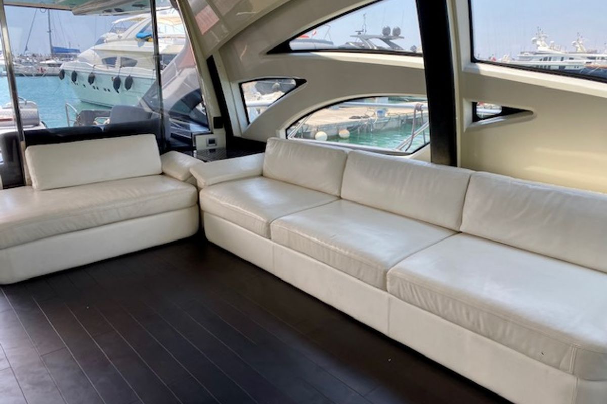 Salon of Super Toy, a Azimut 86 yacht at Gouvia, Greece