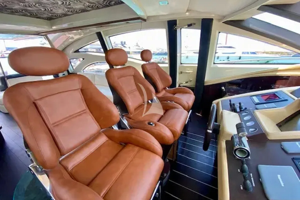 Cockpit of Super Toy, a Azimut 86 yacht at Gouvia, Greece
