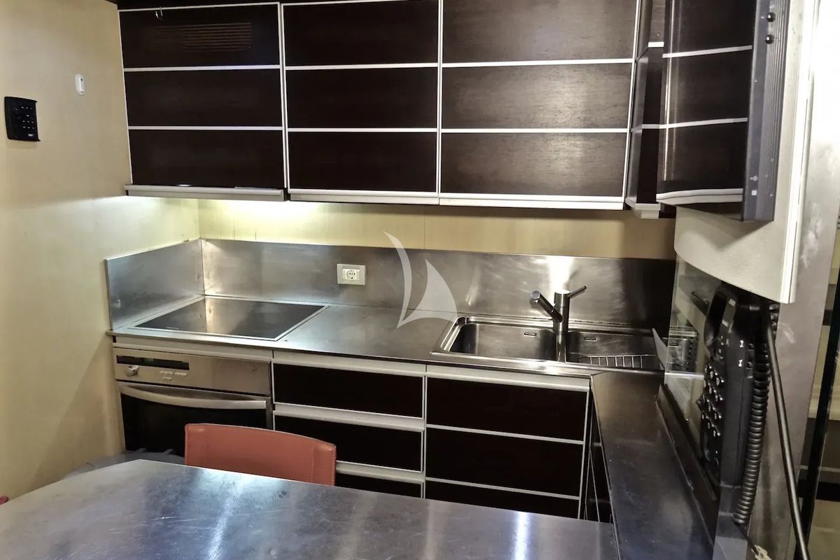 Galley of Super Toy, a Azimut 86 yacht at Gouvia, Greece