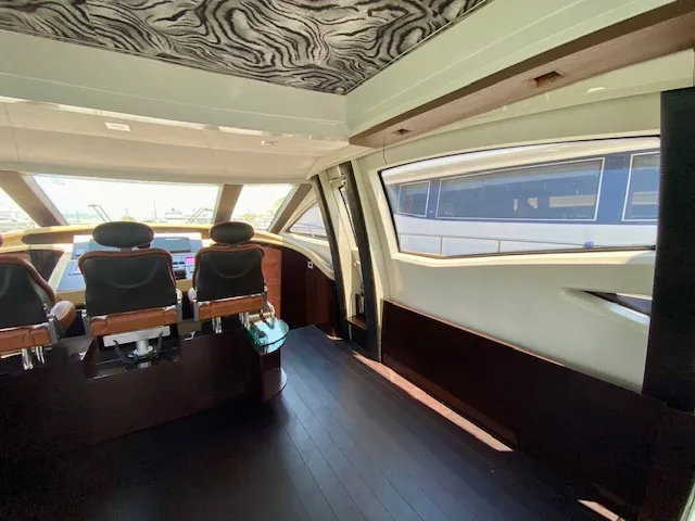 Cockpit of Super Toy, a Azimut 86 yacht at Gouvia, Greece