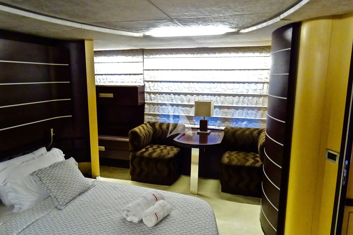 Cabin on Super Toy, a Azimut 86 yacht at Gouvia, Greece