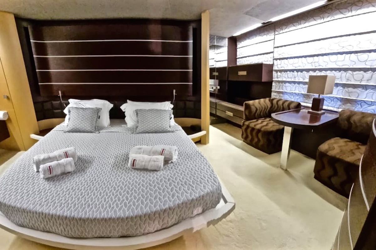 Cabin on Super Toy, a Azimut 86 yacht at Gouvia, Greece