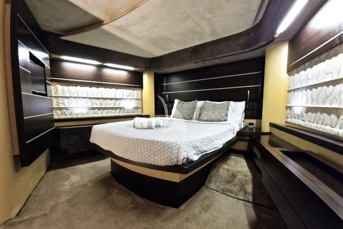 Cabin on Super Toy, a Azimut 86 yacht at Gouvia, Greece