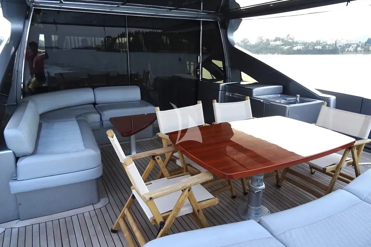 Deck of Super Toy, a Azimut 86 yacht at Gouvia, Greece