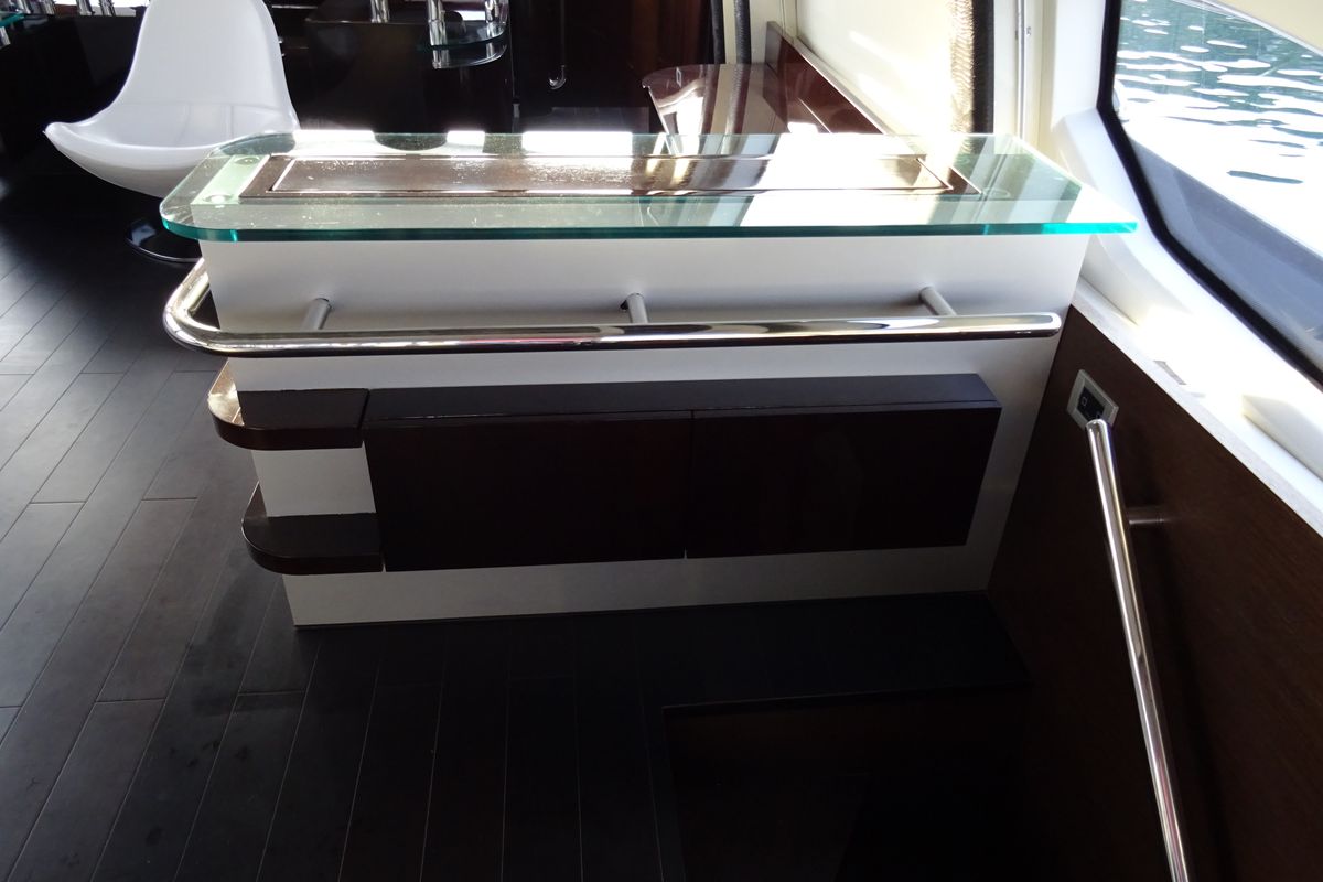 Salon of Super Toy, a Azimut 86 yacht at Gouvia, Greece