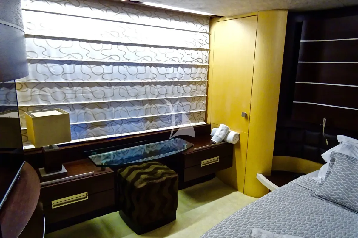Cabin on Super Toy, a Azimut 86 yacht at Gouvia, Greece