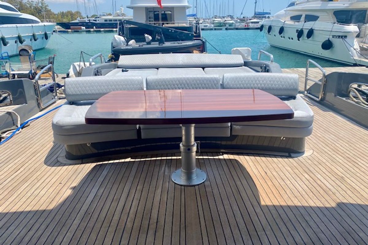 Deck of Super Toy, a Azimut 86 yacht at Gouvia, Greece