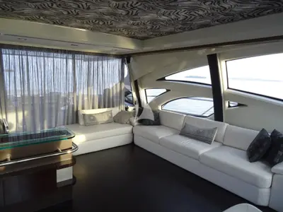 Salon of Super Toy, a Azimut 86 yacht at Gouvia, Greece