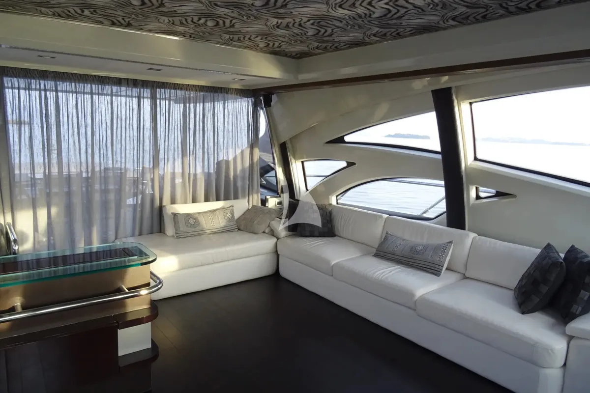 Salon of Super Toy, a Azimut 86 yacht at Gouvia, Greece