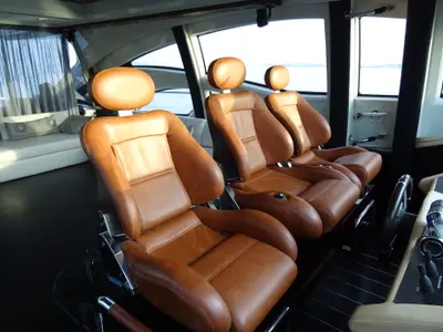 Cockpit of Super Toy, a Azimut 86 yacht at Gouvia, Greece