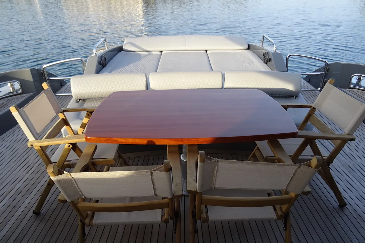 Deck of Super Toy, a Azimut 86 yacht at Gouvia, Greece