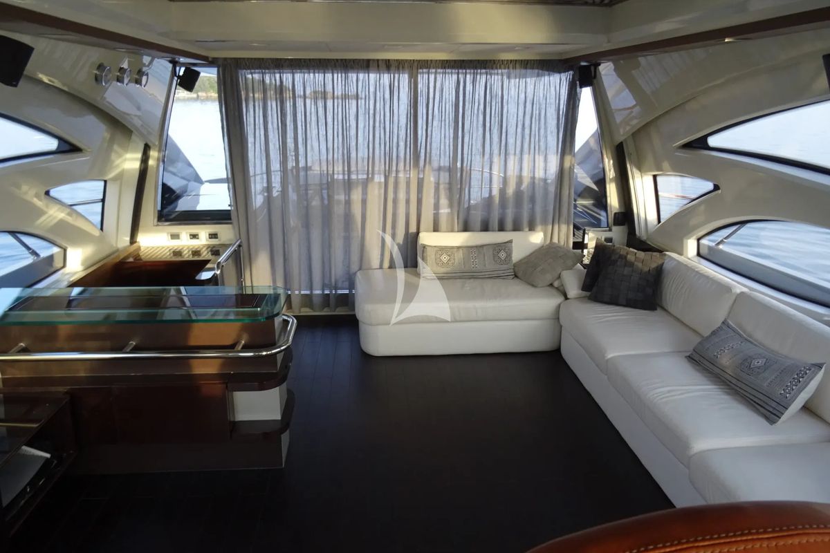 Salon of Super Toy, a Azimut 86 yacht at Gouvia, Greece