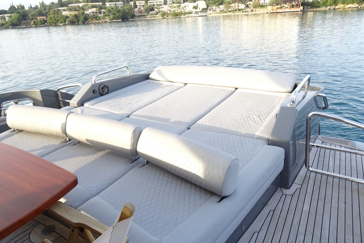 Deck of Super Toy, a Azimut 86 yacht at Gouvia, Greece