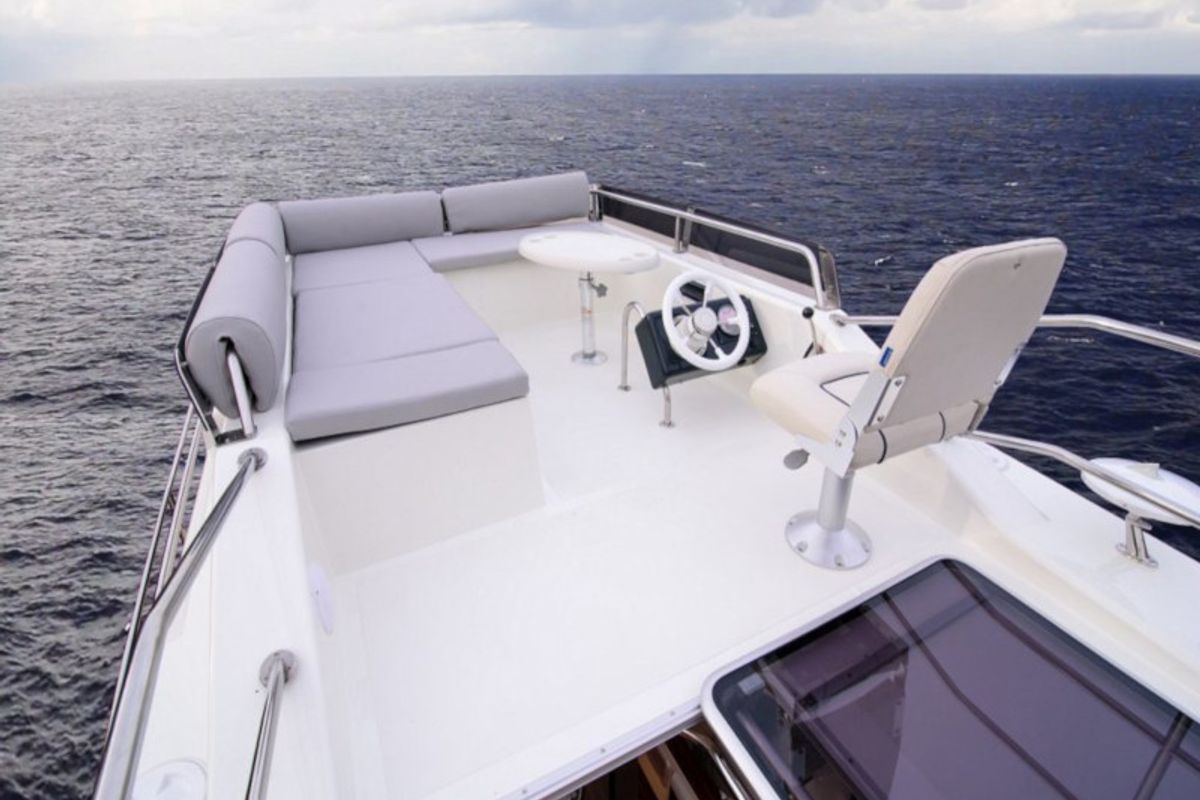 Deck of Futura 40 Grand Horizon, a Cobra Yachts Futura 40 Grand Horizon motorboat at Wilkasy, Poland
