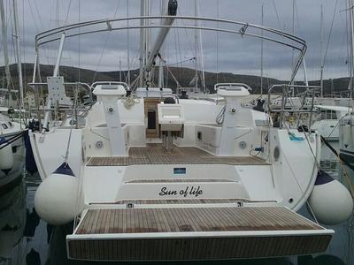 Deck of Sun Of Life, a Bavaria Cruiser 46 sailboat at Primošten, Croatia