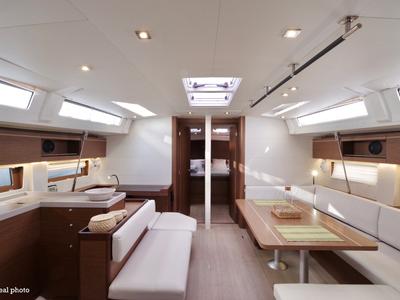 Salon of Lara, a Beneteau Oceanis 51.1 sailboat at Puntone di Scarlino, Italy